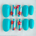 Bright Blue Floral & Stripes