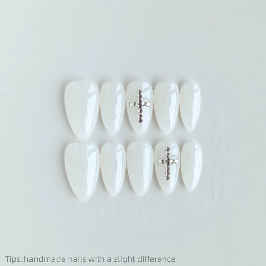 Pure White Cross & Rhinestones