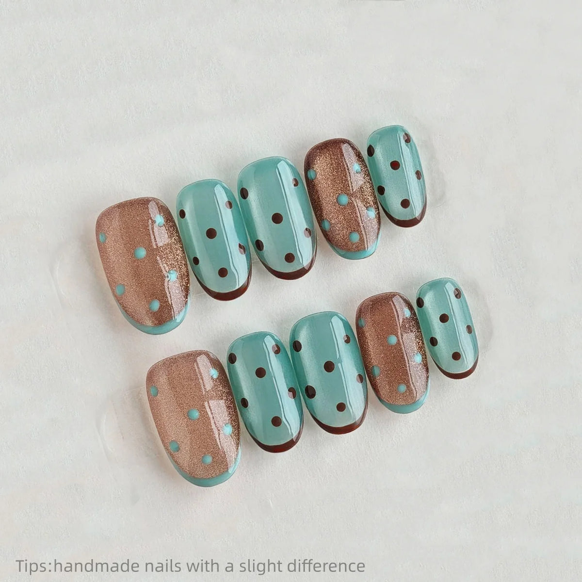 Mint & Mocha Cat-Eye Polka