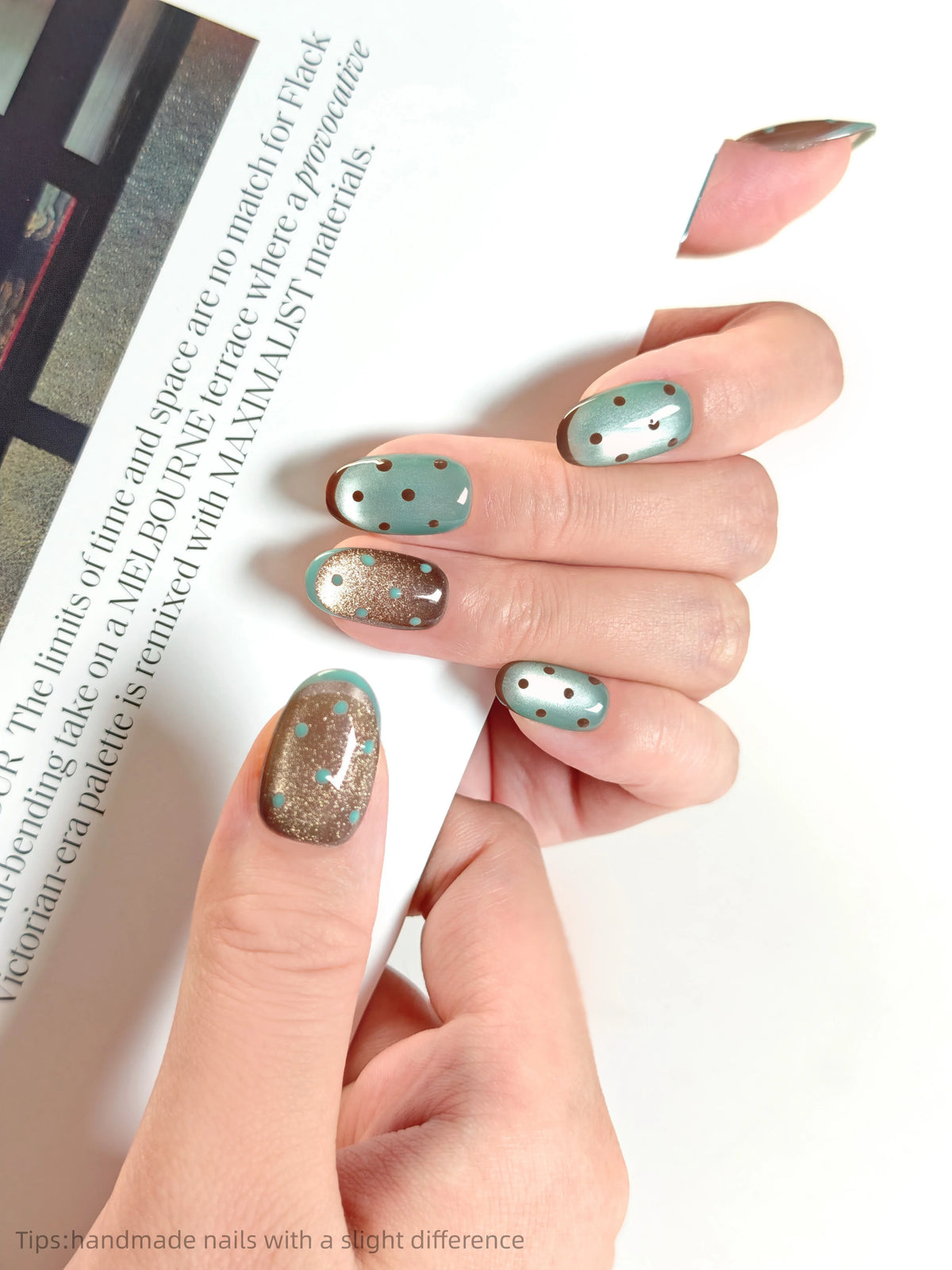 Mint & Mocha Cat-Eye Polka