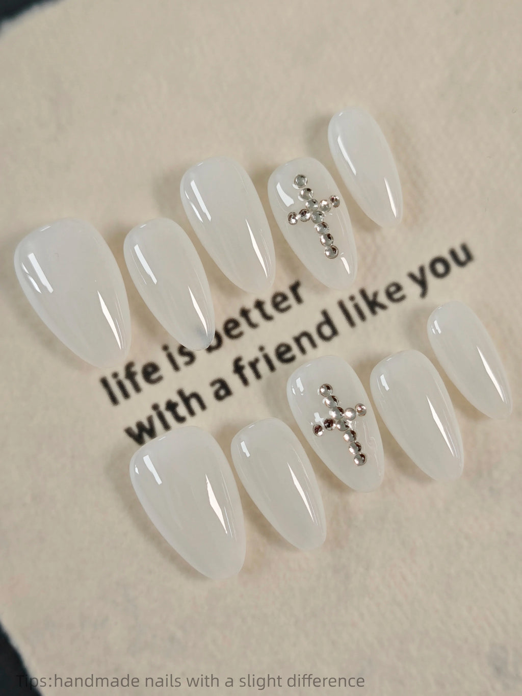 Pure White Cross & Rhinestones