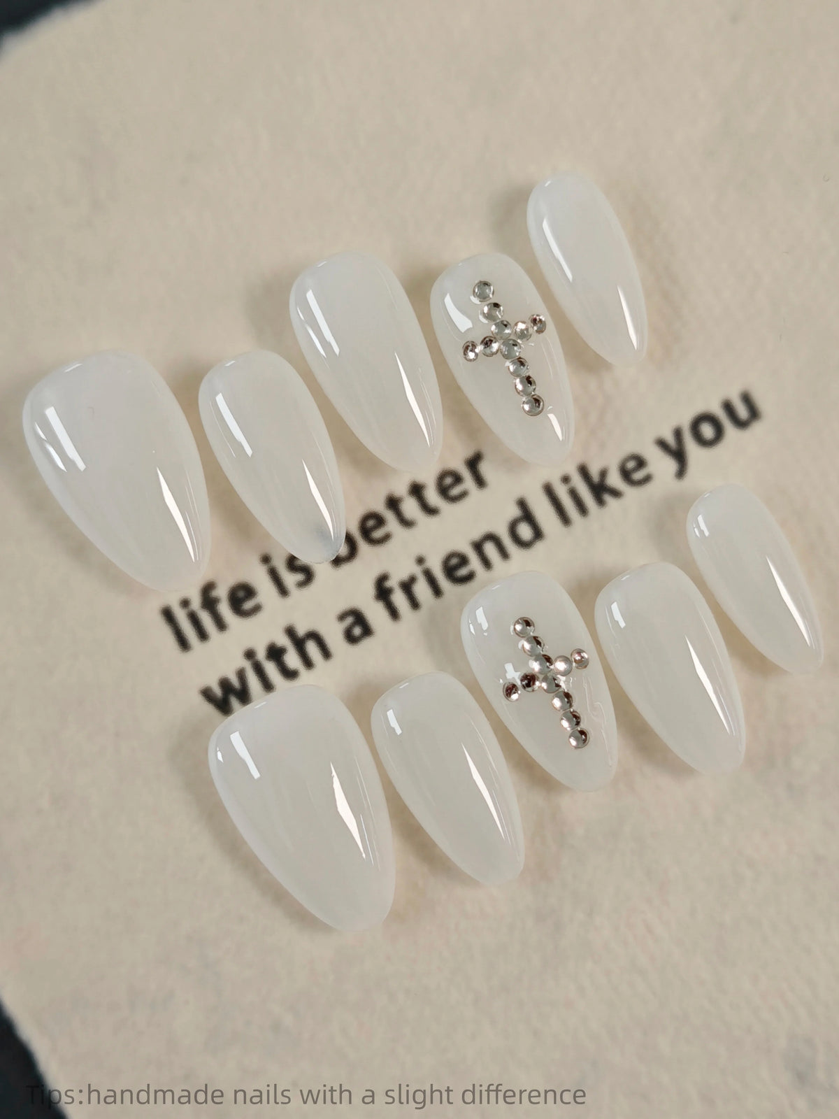 Pure White Cross & Rhinestones