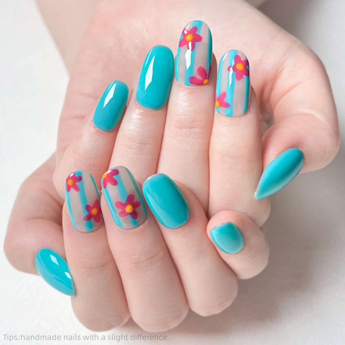 Bright Blue Floral & Stripes