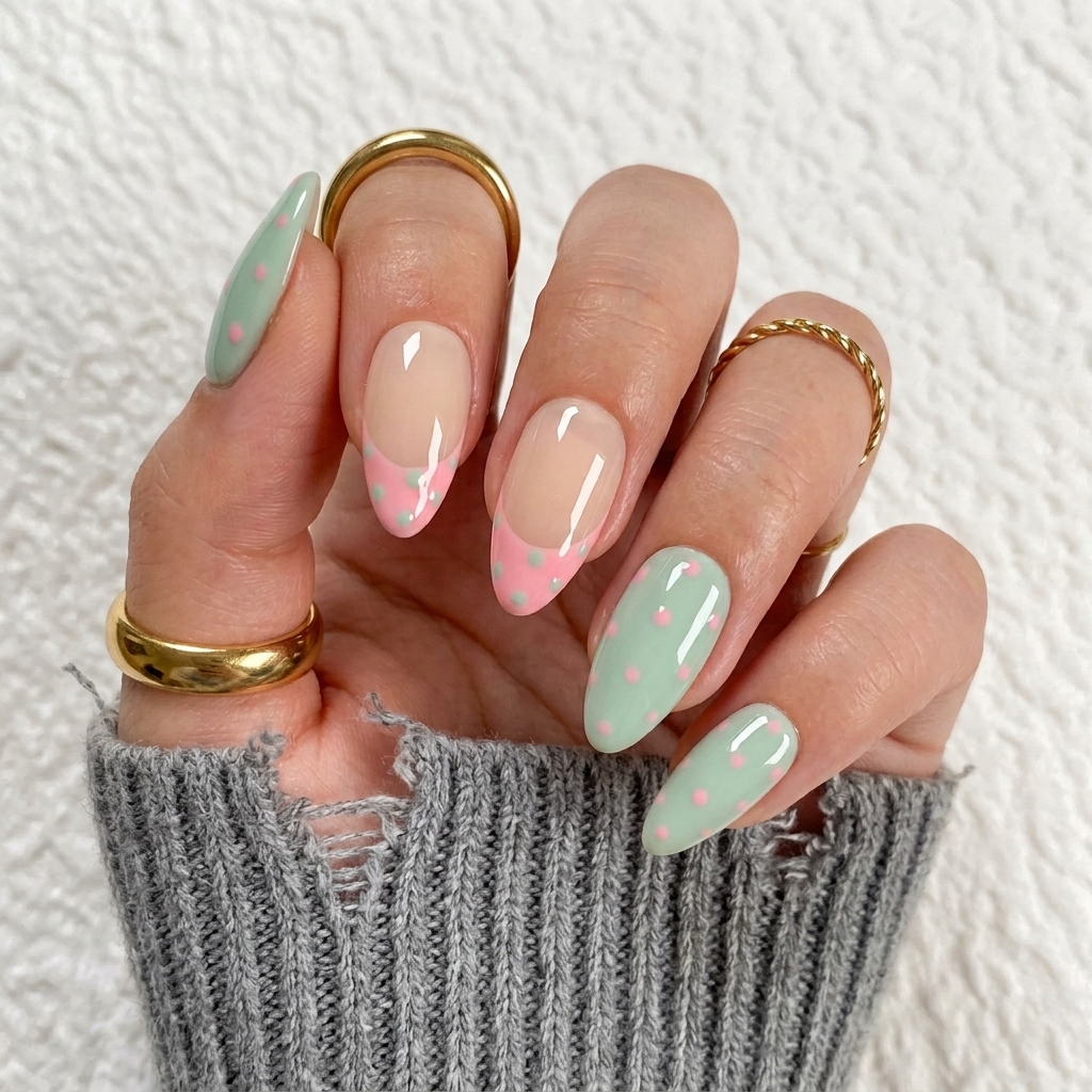 Matcha & Pink Polka